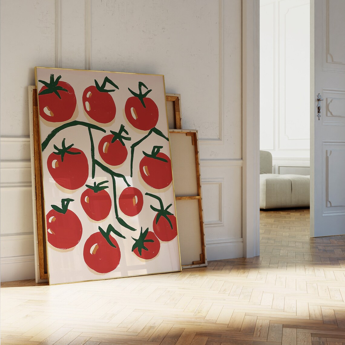 Red Cherry Tomatoes on the Vine Kitchen Illustration Art Poster - Image 5