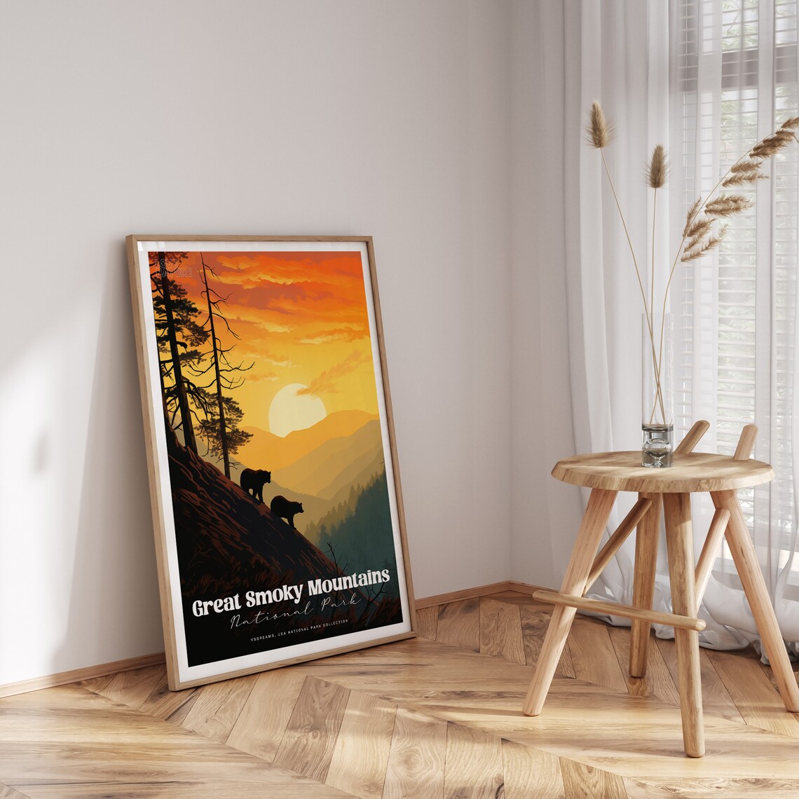 Great Smoky Mountains National Park Bears Sunset Travel Poster - Image 3