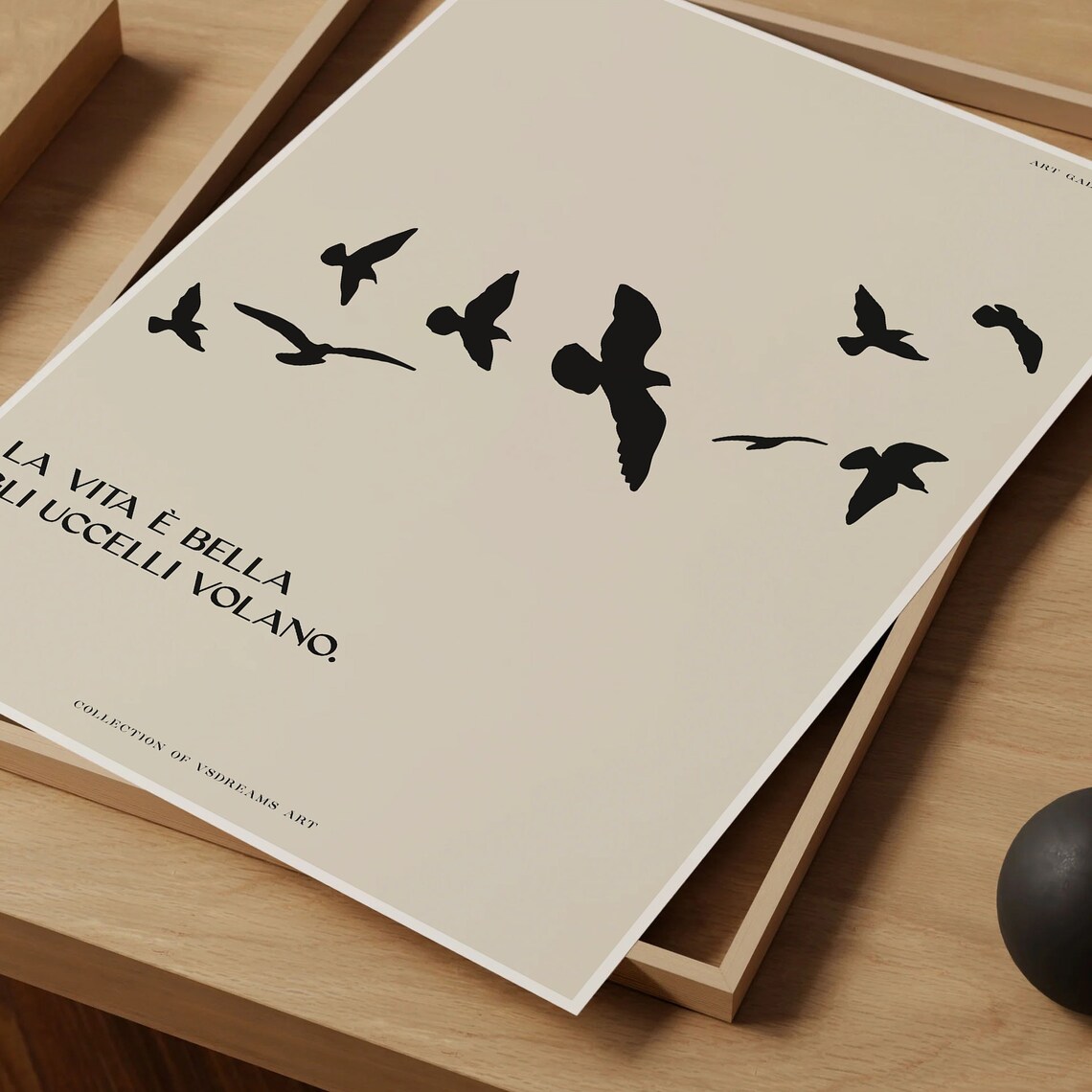 La Vita E Bella Bird Silhouettes Italian Quote Minimalist Poster - Image 4
