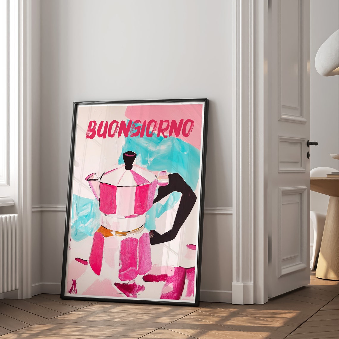Moka Pot Painting Poster Buongiorno Poster Italian Coffee Poster Bar Cart Decor Coffee Print Coffee Shop Poster Retro Coffee House Poster - Image 2