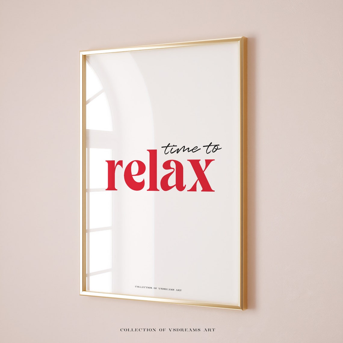 Time To Relax Red Serif Typography Minimalist Calm Wall Poster