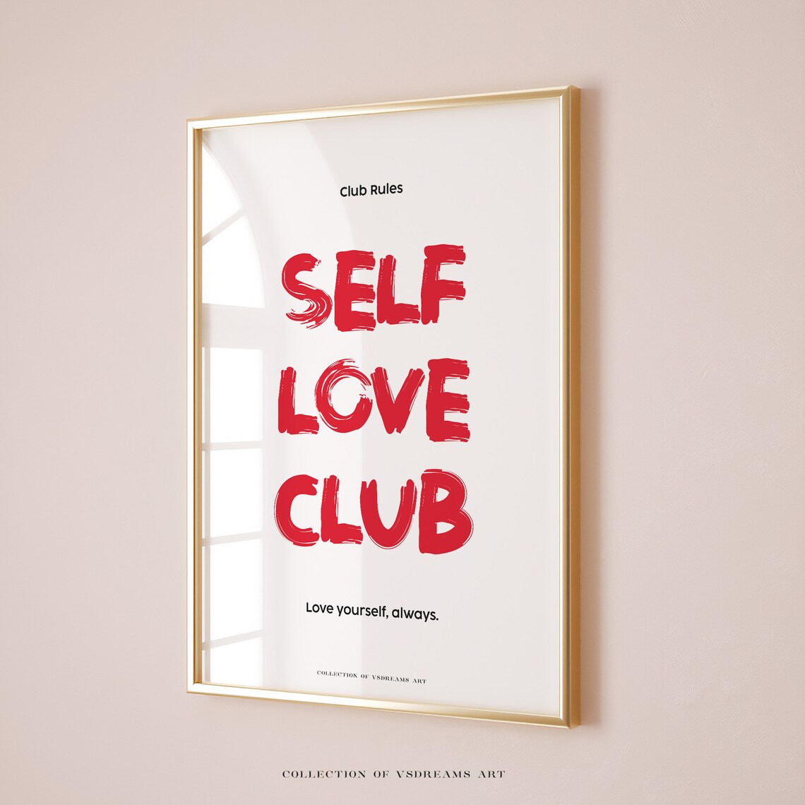 Self Love Club Red Bold Brush Letters Love Yourself Always Wall Art