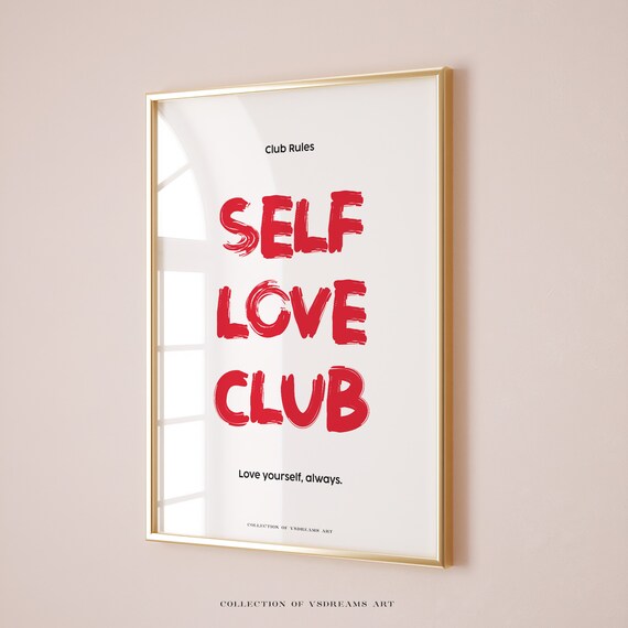 Self Love Club Red Bold Brush Letters Love Yourself Always Wall Art