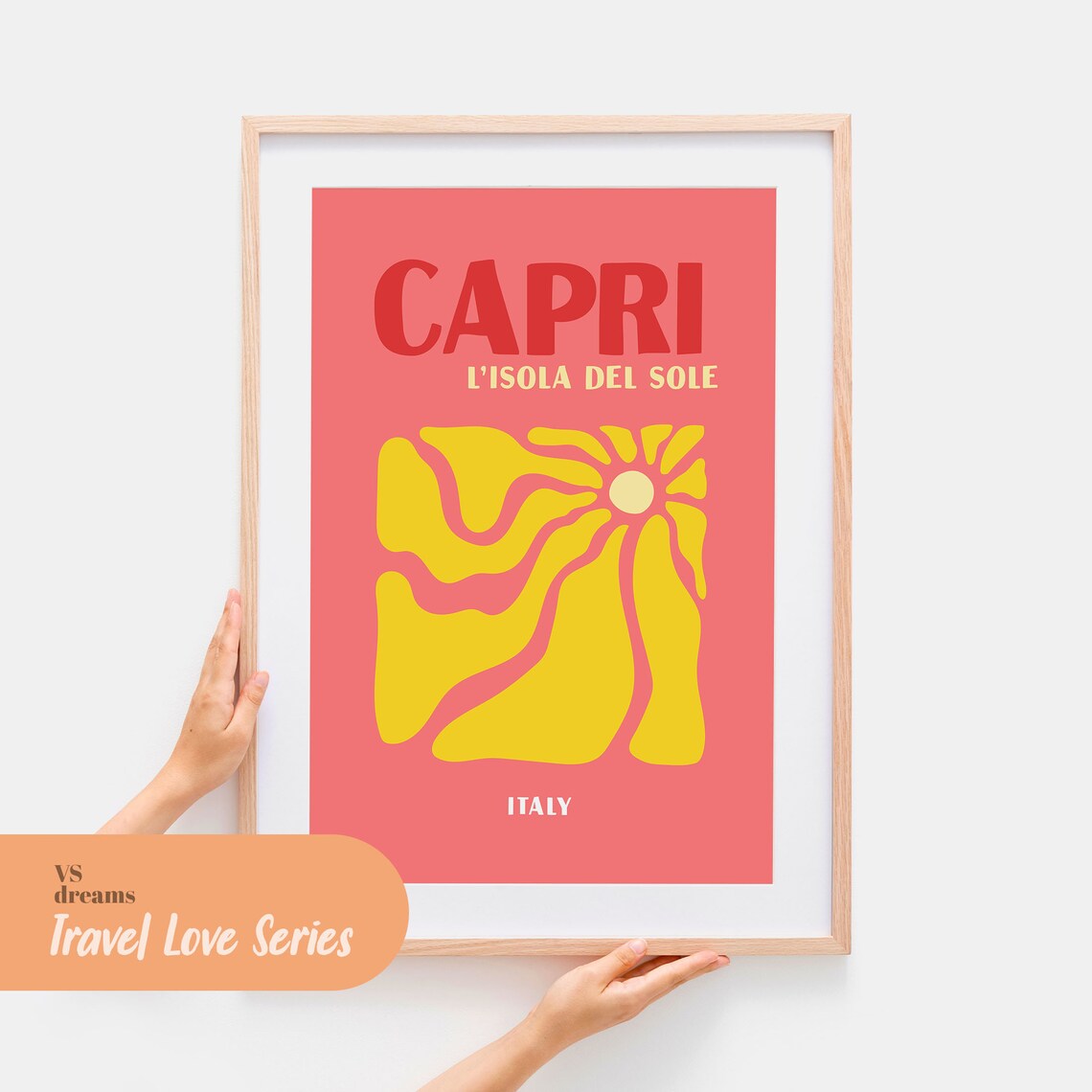 Capri Travel Poster, Summer Beach Wall Art