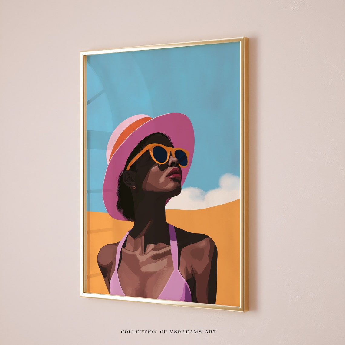 Black Woman Poster Female Poster Girly Decor Trendy Female Print Beach Print Coastal Wall Art Girl On The Beach Poster Preppy Poster