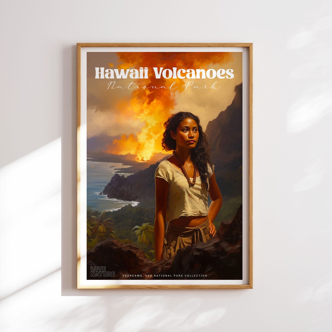 Hawaii Volcanoes National Park Eruption Vintage Travel Poster