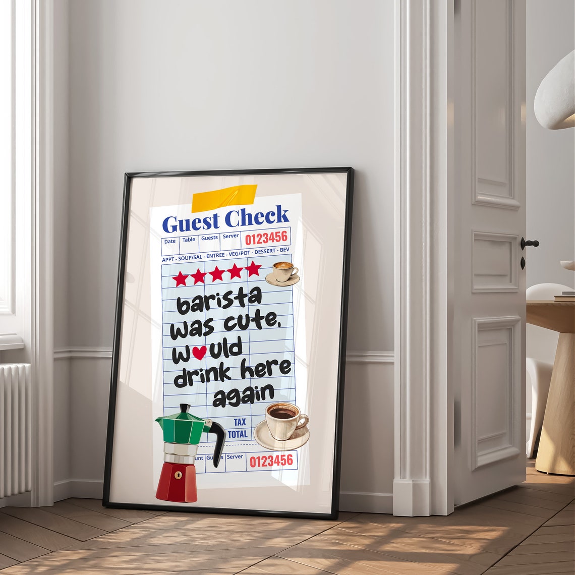 Barista Was Cute Would Drink Here Again Guest Check Art Poster - Image 2