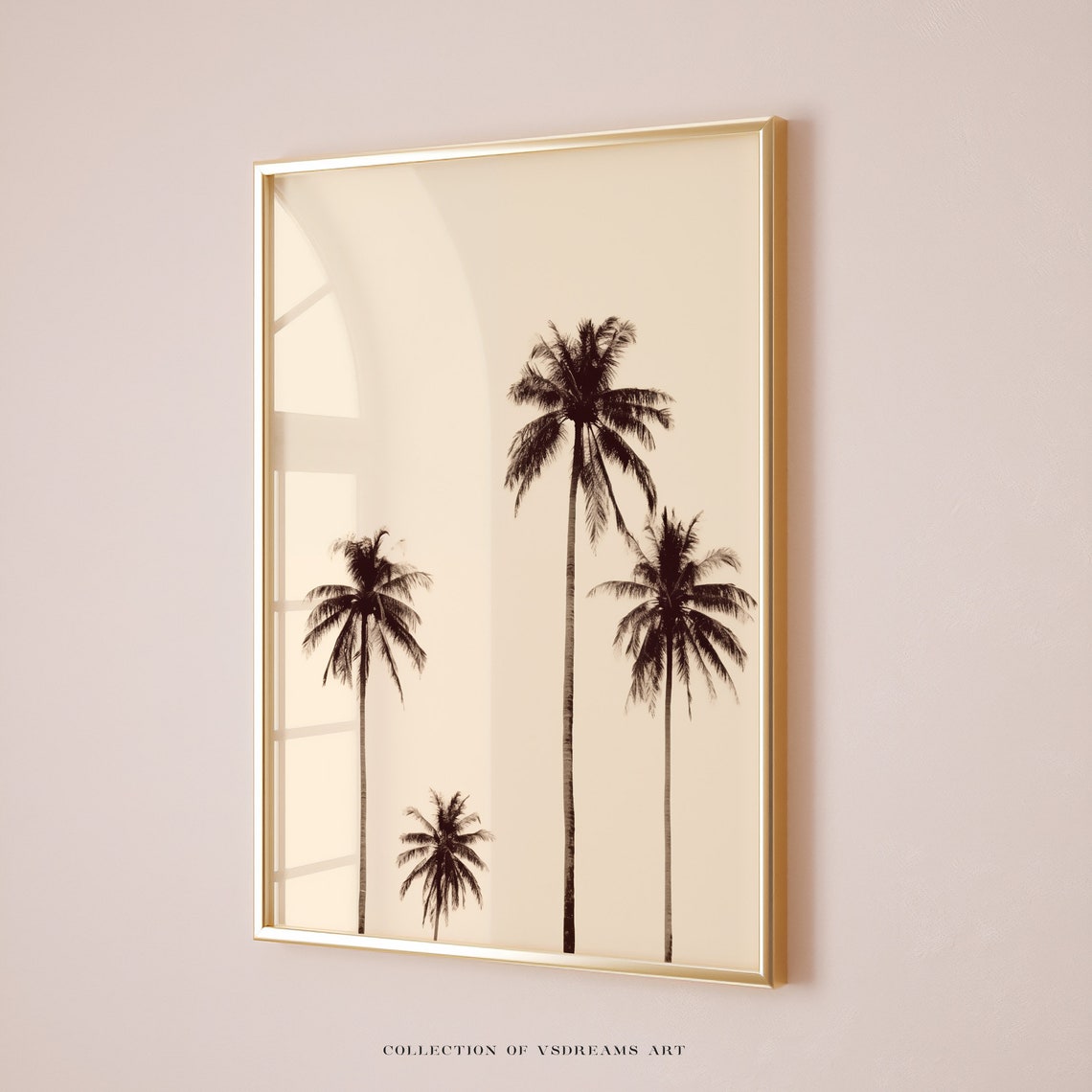 Tall Palm Trees Silhouette Cream Minimalist Tropical Art Poster