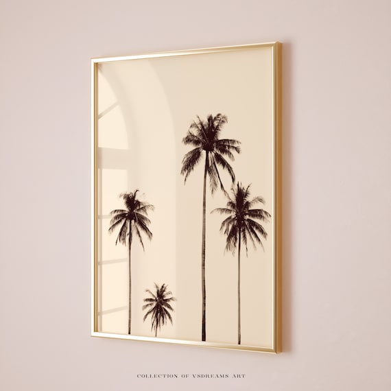 Black White Palm Tree Poster Tropical Wall Art Palm Tree Photo Calm Palm Trees Neutral Wall Art Beach Print Coastal Wall Art