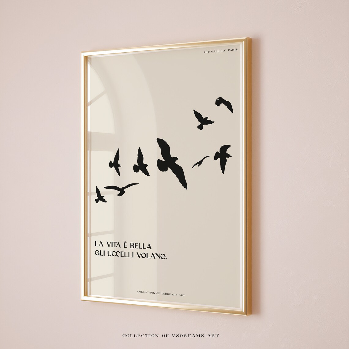 La Vita E Bella Bird Silhouettes Italian Quote Minimalist Poster