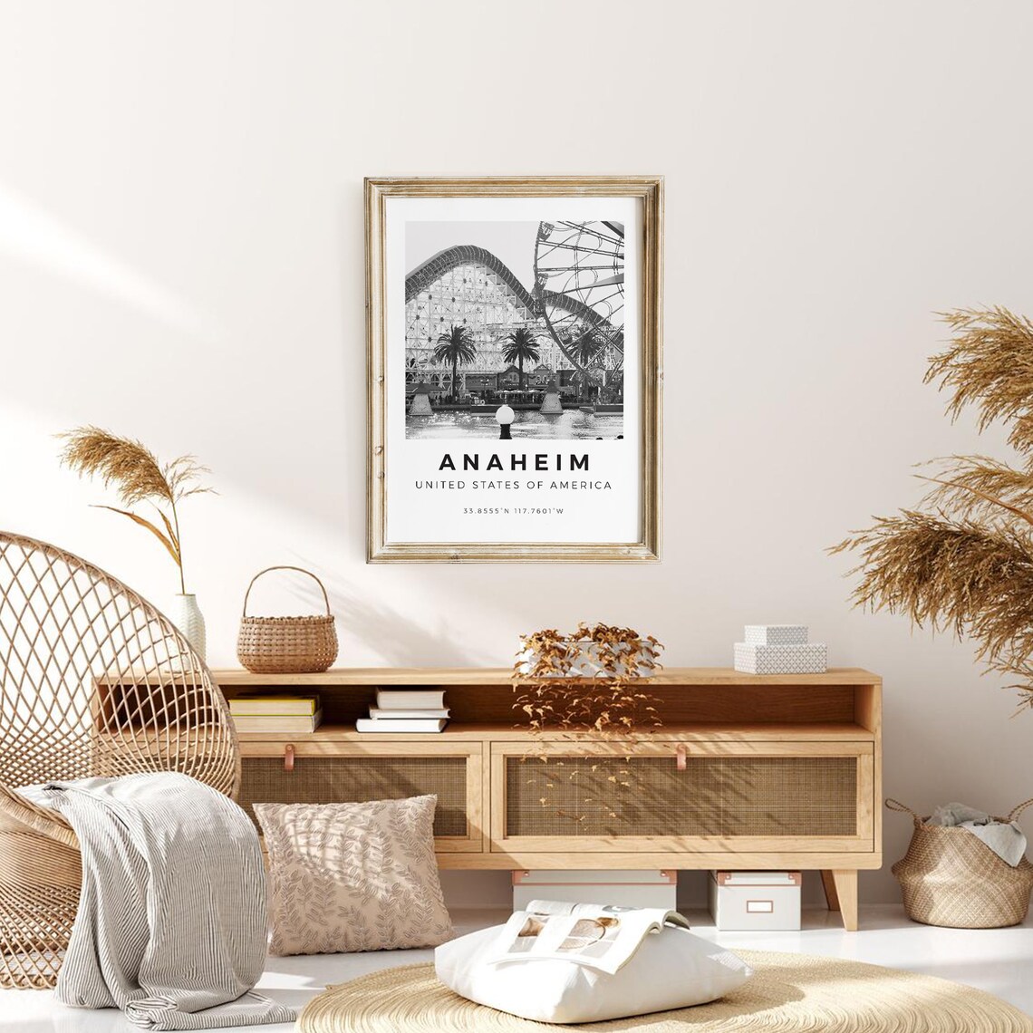 Anaheim Black and White Travel Poster, Wall Art Print - Image 3