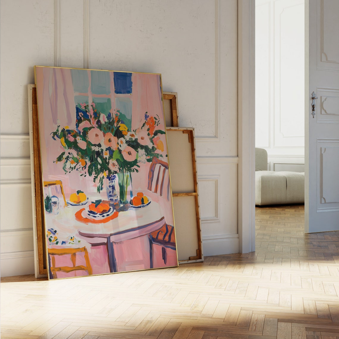 Pink Dining Room Flower Bouquet Breakfast Table Still Life Poster - Image 5
