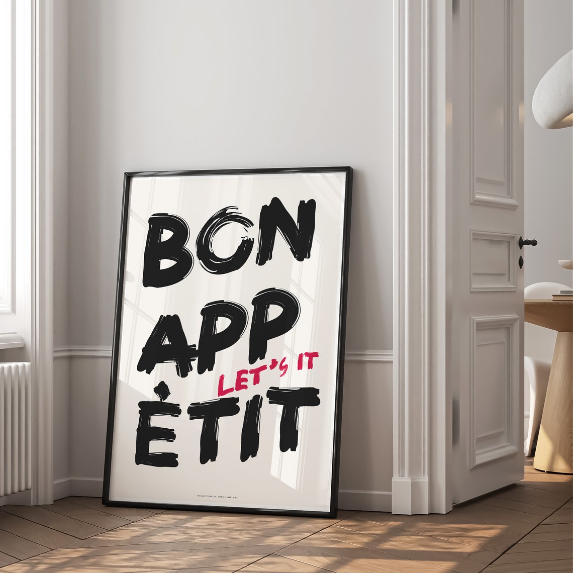 Bon Appetit Black Bold Brush Lettering Modern Kitchen Art Poster - Image 2