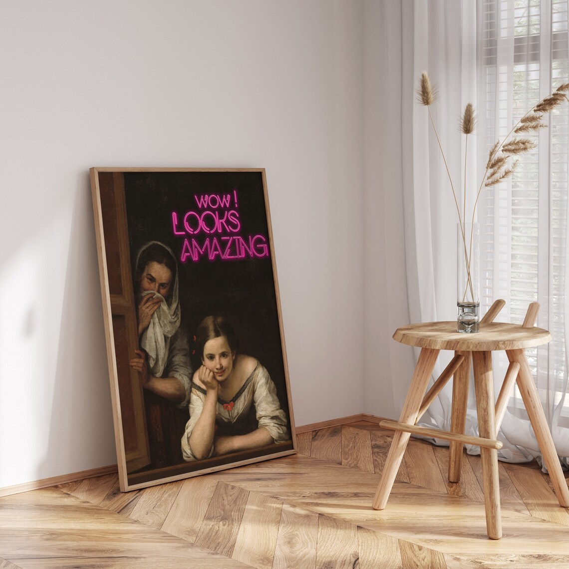 Wow Looks Amazing Neon Sign Classic Painting Funny Bathroom Poster - Image 3