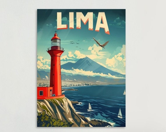Lima Peru Poster Colorful Vintage Wall Art Ideal For Home Decor Unique Housewarming Gift