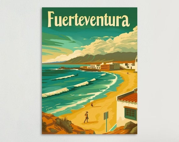 Fuerteventura Poster Colorful Vintage Travel Art Perfect For Home Decor Unique Holiday Gift