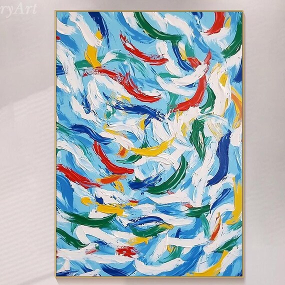 Abstract Painting On 3d Textured Vibrant Wall Art Modern Multicolor Art Handmade Painting Unique Artistic Large Living Room Decor