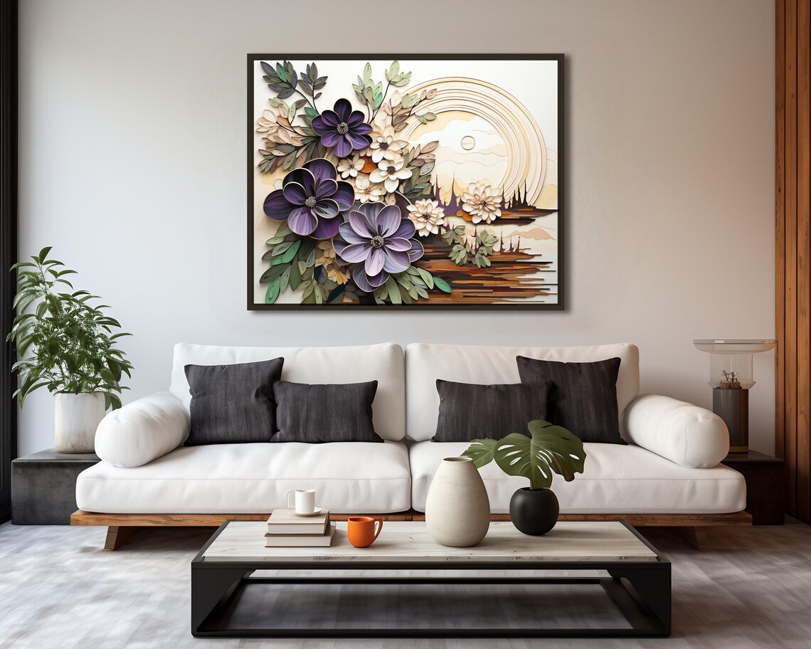 Abstract Floral Purple Flower Art Print, Botanical Decor - Image 2