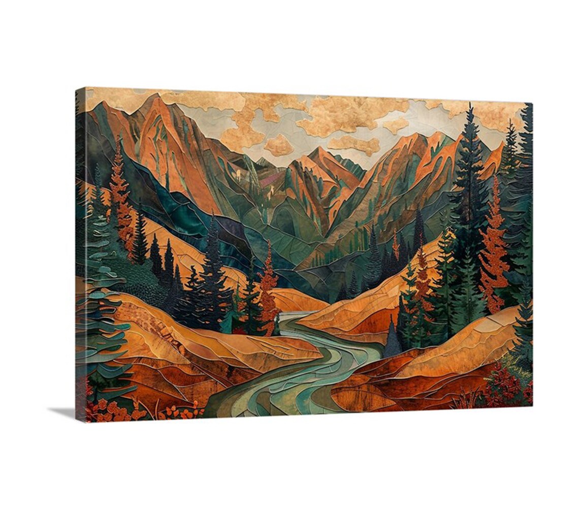 Abstract Landscape Art Print, Bold Earthtones - Image 2