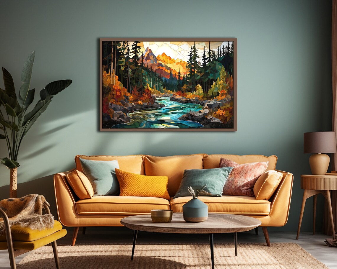 Abstract Landscape Art Print, Modern Home Office - Image 4