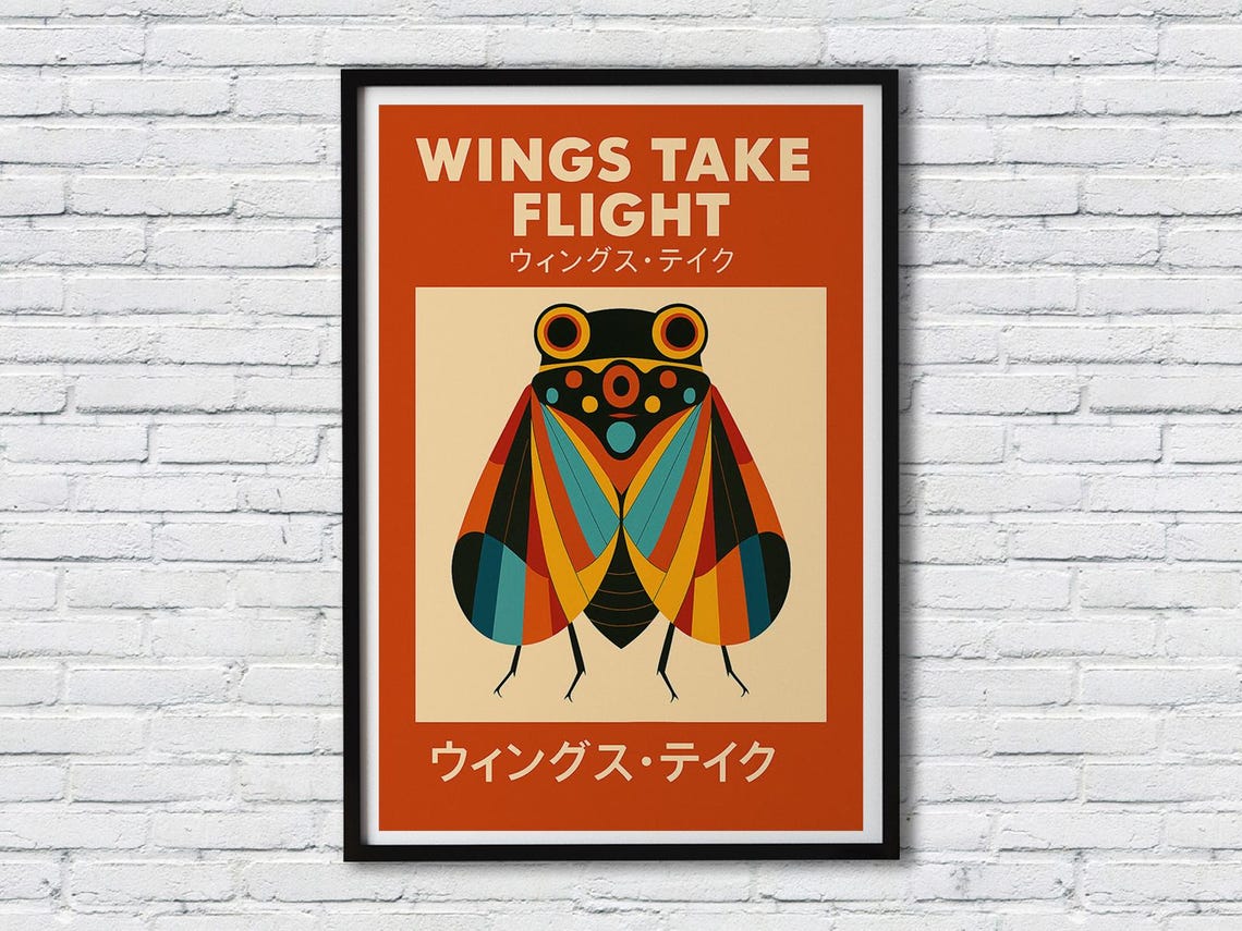 Colorful Fly Insect Wall Art Vibrant Wings Illustration For Nature Lovers Unique Poster Framed Artwork Premium Canvas Print