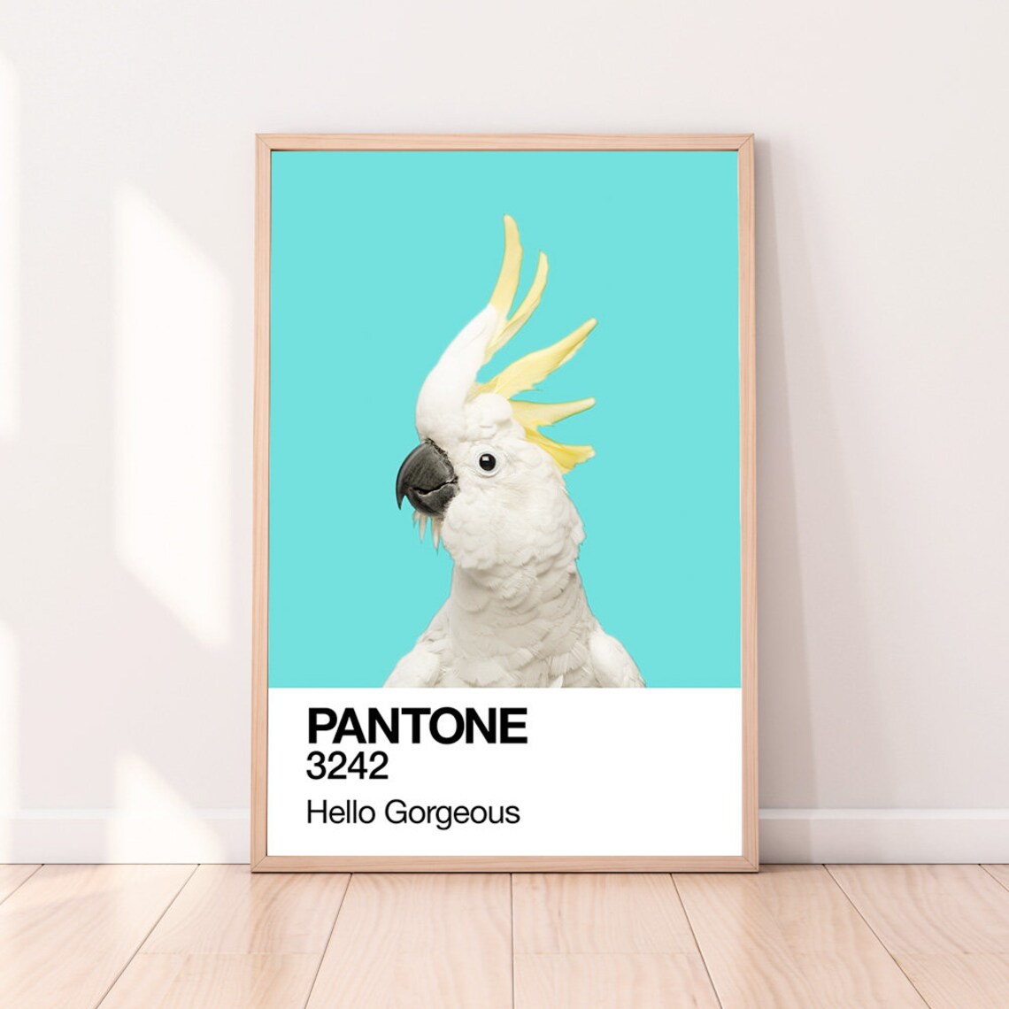 Sulphur Crested Cockatoo Turquoise Pantone 3242 Hello Gorgeous Poster