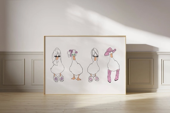 Ducks Towel Cowboy And Curlers Bathroom Poster