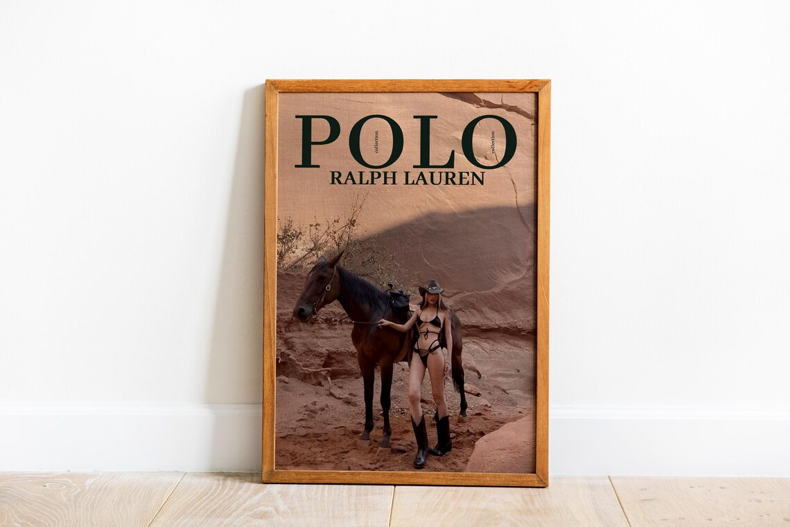 Polo Ralph Lauren Cowgirl With Horse Desert Western Fashion Print