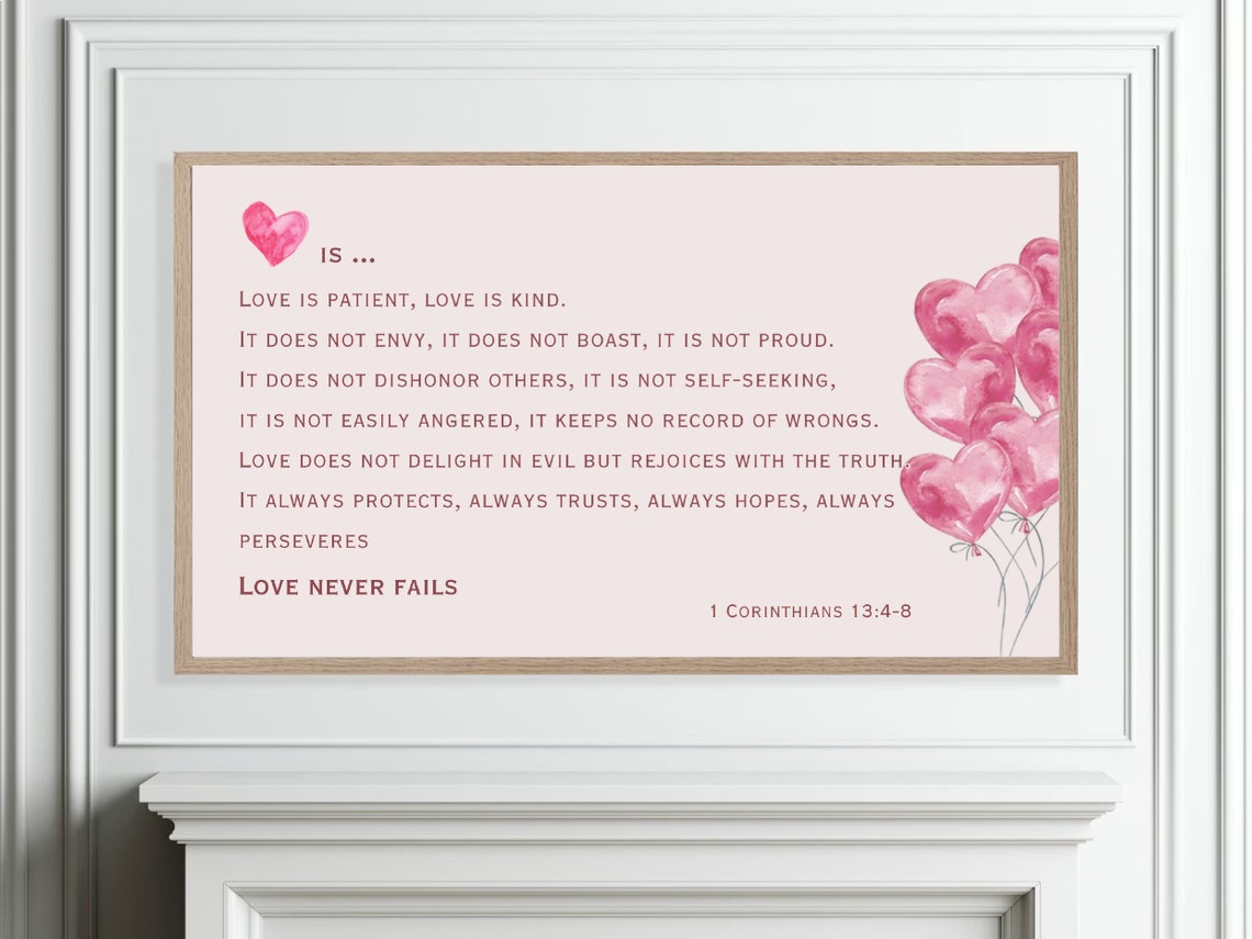 Love Is Patient Love Is Kind 1 Corinthians 13 Scripture Poster - Image 4