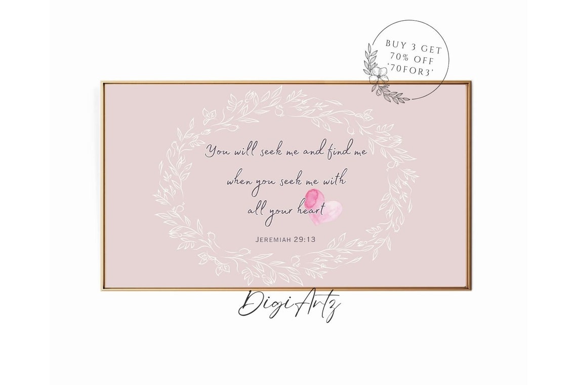 Jeremiah 29 Pink Floral Wreath Heart Scripture Nursery Poster