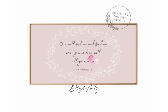 Jeremiah 29 Pink Floral Wreath Heart Scripture Nursery Poster