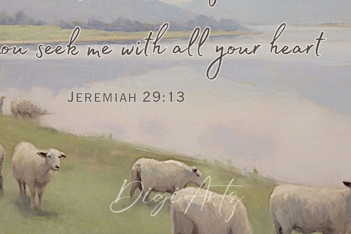 Jeremiah 29 Seek Me And Find Me Sheep Pasture Scripture Poster - Image 6