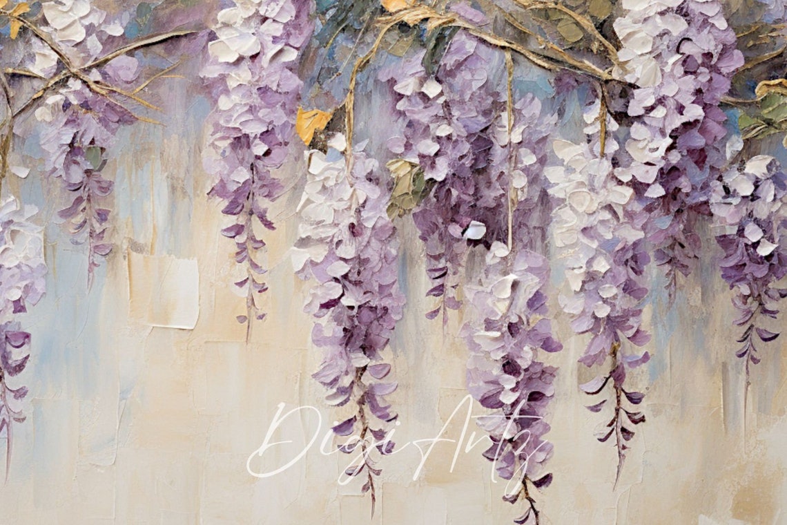 Frame Tv Vintage Wisteria Blooming Oil Painting Botanical Lilac Wisteria Still Life Frame Tv Deep In Blooms Purple Flower Home Decor - Image 6