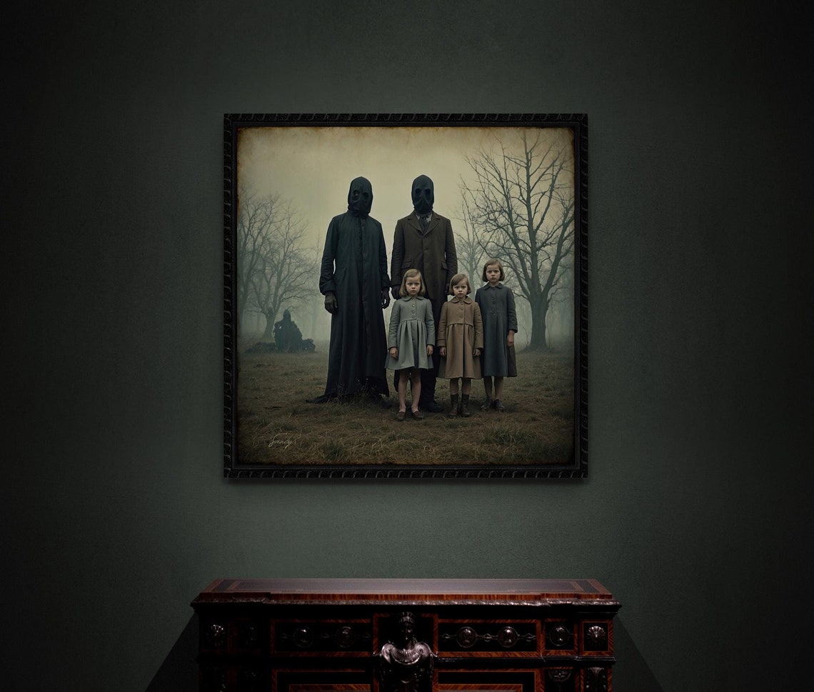 Dark Creepy Vintage Family Portrait 1930s Horror Style Poster