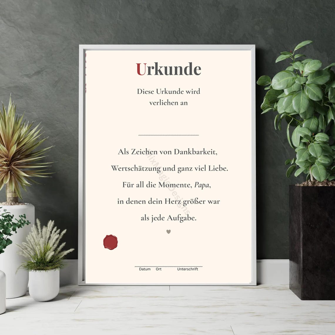 German Dad Certificate Heartfelt Papa Gift Fathers Day Keepsake Poster