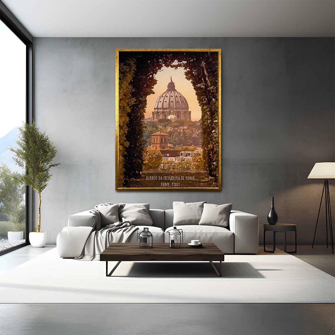 Rome Keyhole Painting Rome Landscape Painting Italy Landscape Painting Antique Looking Painting Printed Painting Rome The City Of Love