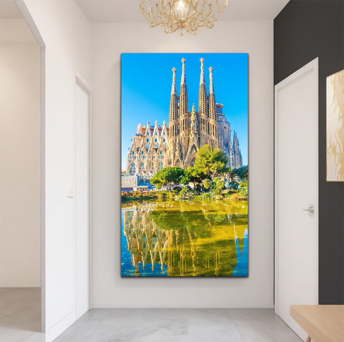 Sagrada Familia Barcelona Reflection Gaudi Cathedral Travel Poster - Image 2