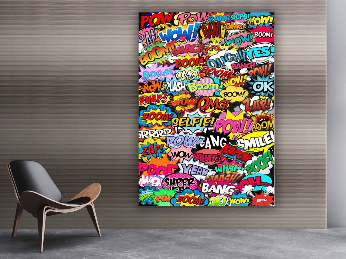 Comic Speech Bubbles Pop Art POW BOOM WOW Fun Colorful Wall Art - Image 2