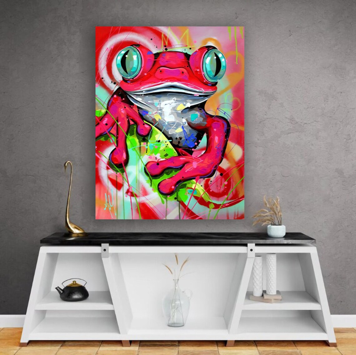 Red Frog Animal Decor, Fun Animal Wall Art - Image 2