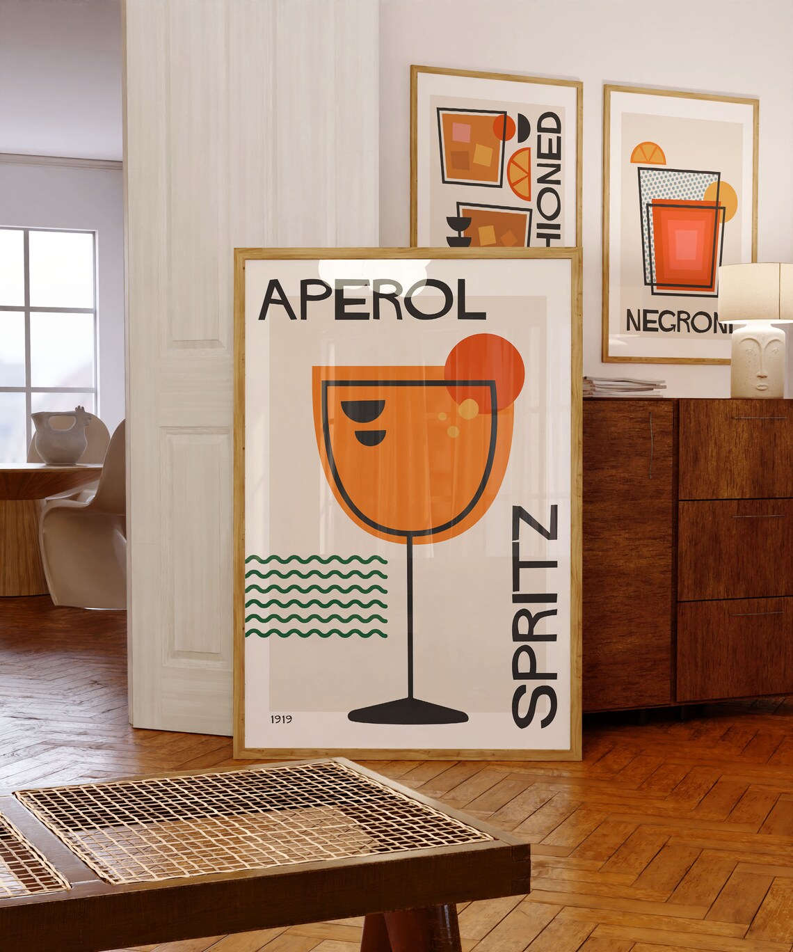 Aperol Spritz Cocktail Art Print, Mid-Century Retro - Image 3
