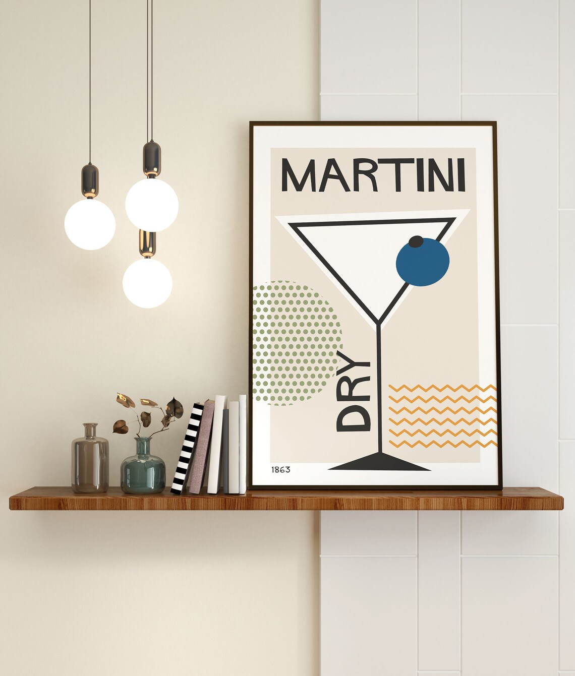 Martini Dry Cocktail Art Print, Mid-Century Retro Bar Decor - Image 3