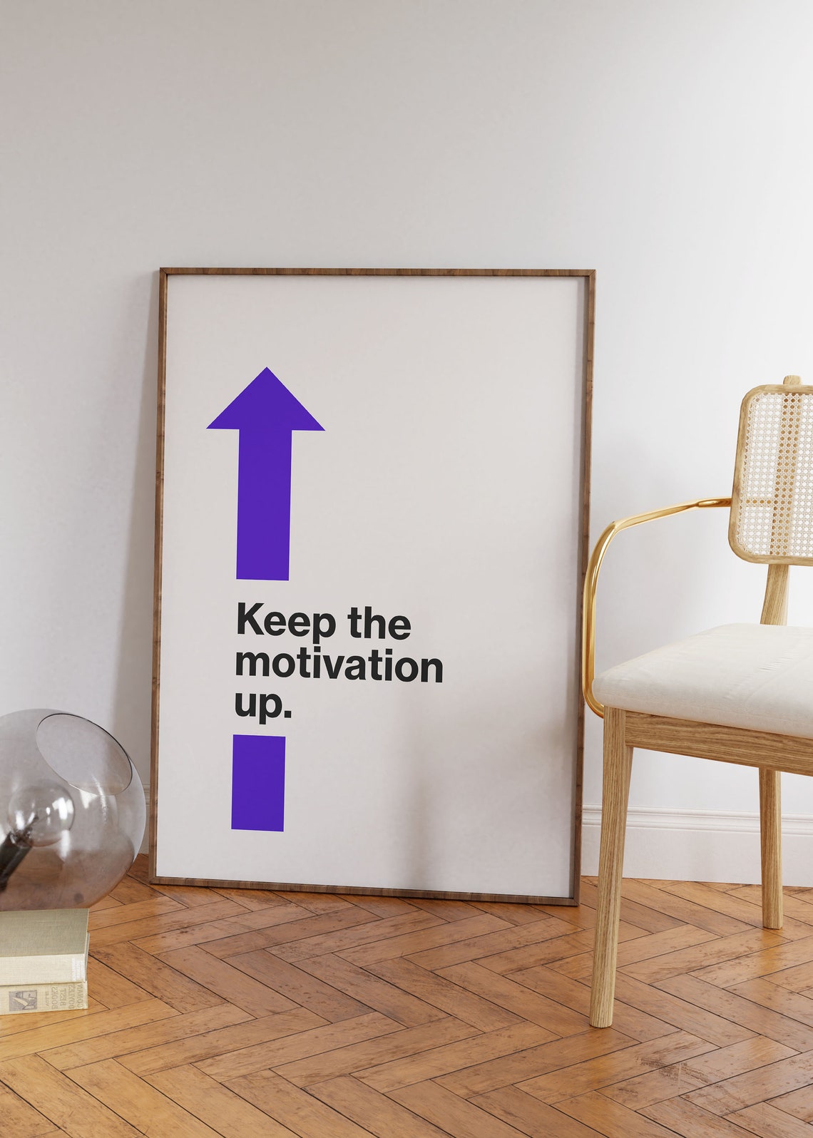 Keep the Motivation Up Blue Arrow Minimalist Office Quote Poster - Image 3