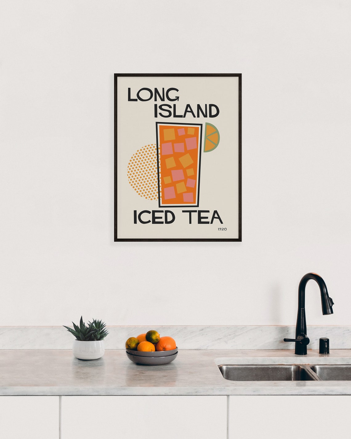 Cocktail Print Long Island Iced Tea Mid Century Modern Kitchen Poster Retro Colorful Bar Decor - Image 3