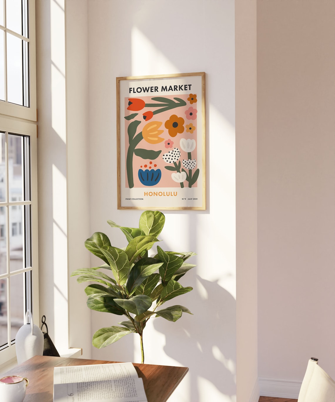 Flower Market Honolulu Retro Floral Art Print - Image 3