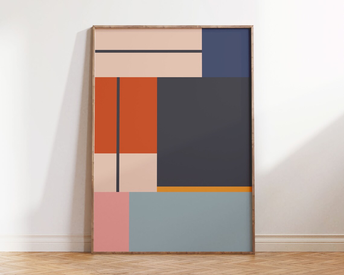 Mid Century Modern Bauhaus Abstract Geometric Art Print