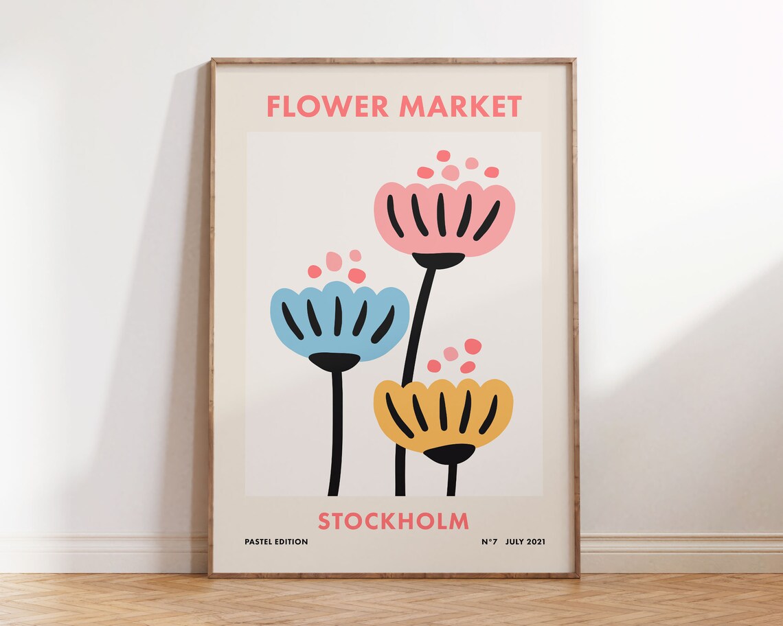 Flower Market Stockholm Pastel Tulip Art Poster No 7 July 2021