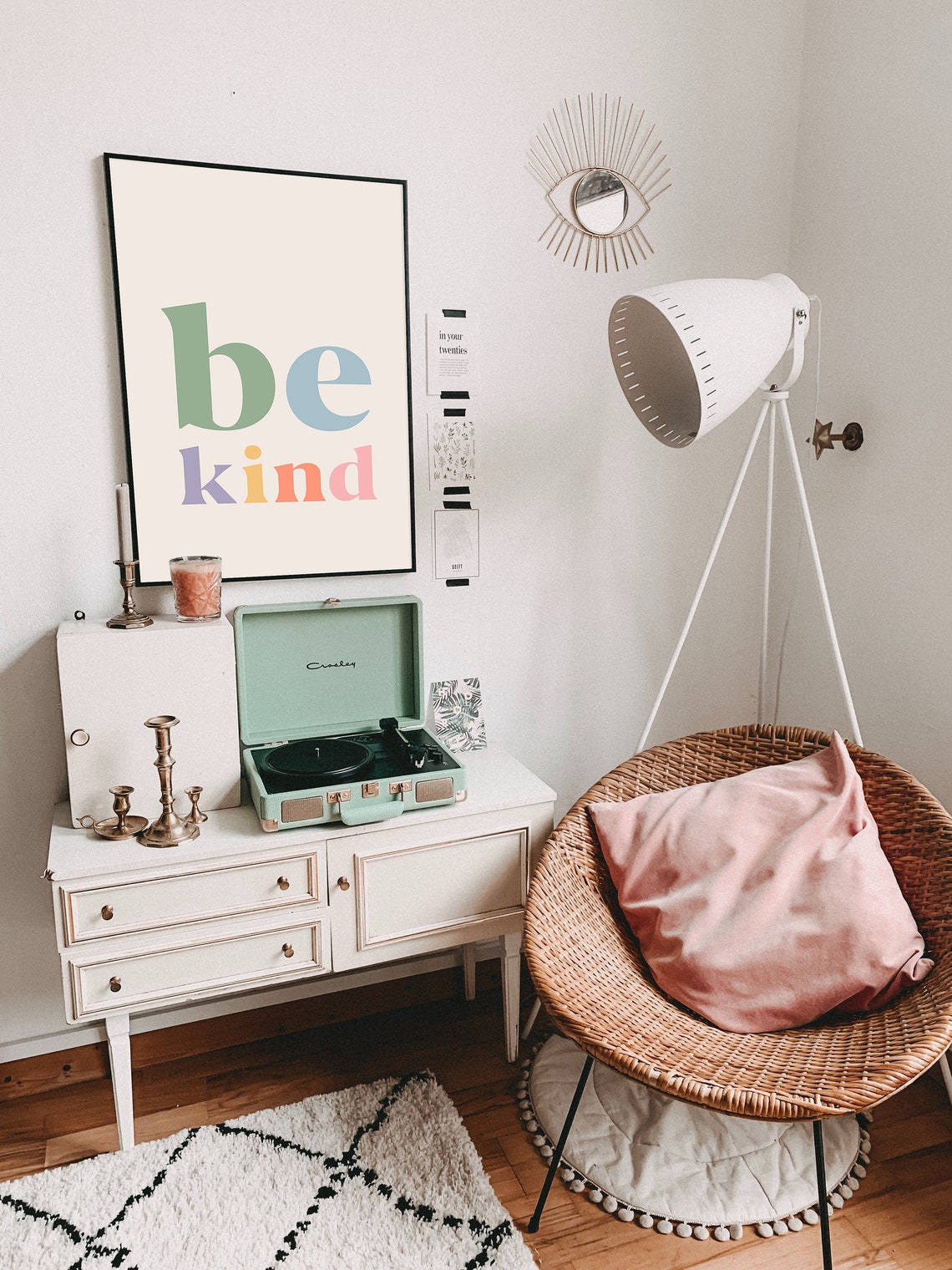 Be Kind Multicolor Pastel Danish Inspirational Quote Wall Art - Image 3
