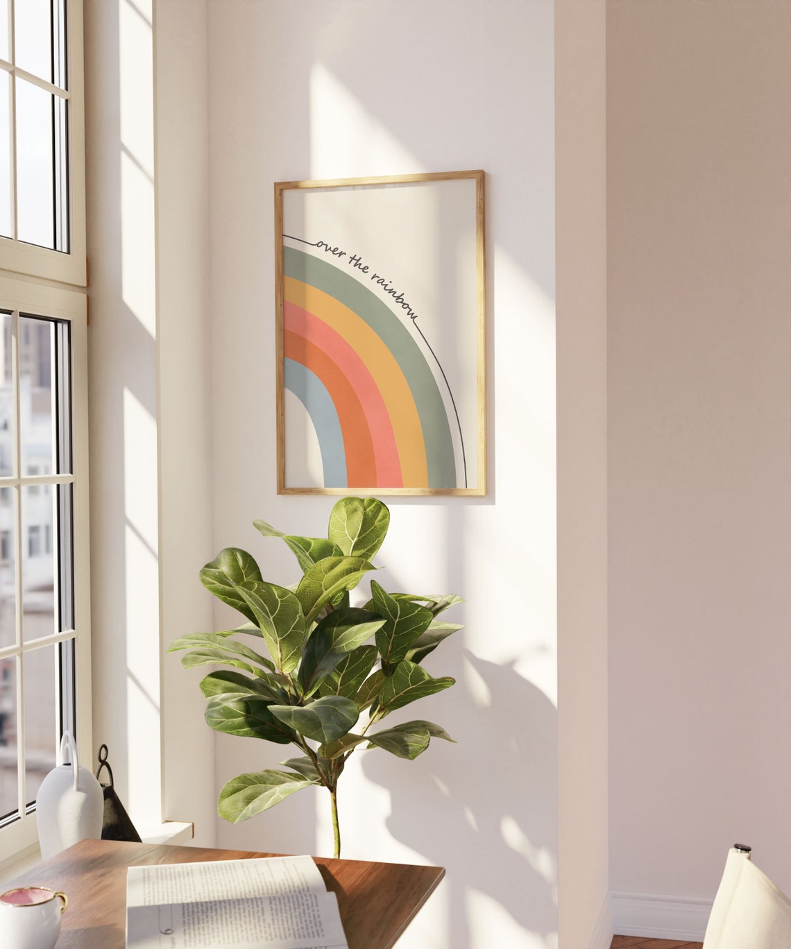 Over the Rainbow Boho Retro Earth Tone Colorful Arch Wall Art - Image 3