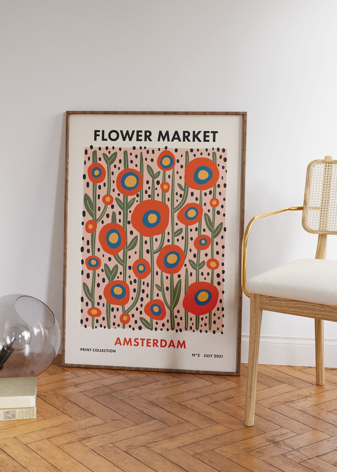 Flower Market Amsterdam Retro Abstract Floral Travel Poster - Image 2