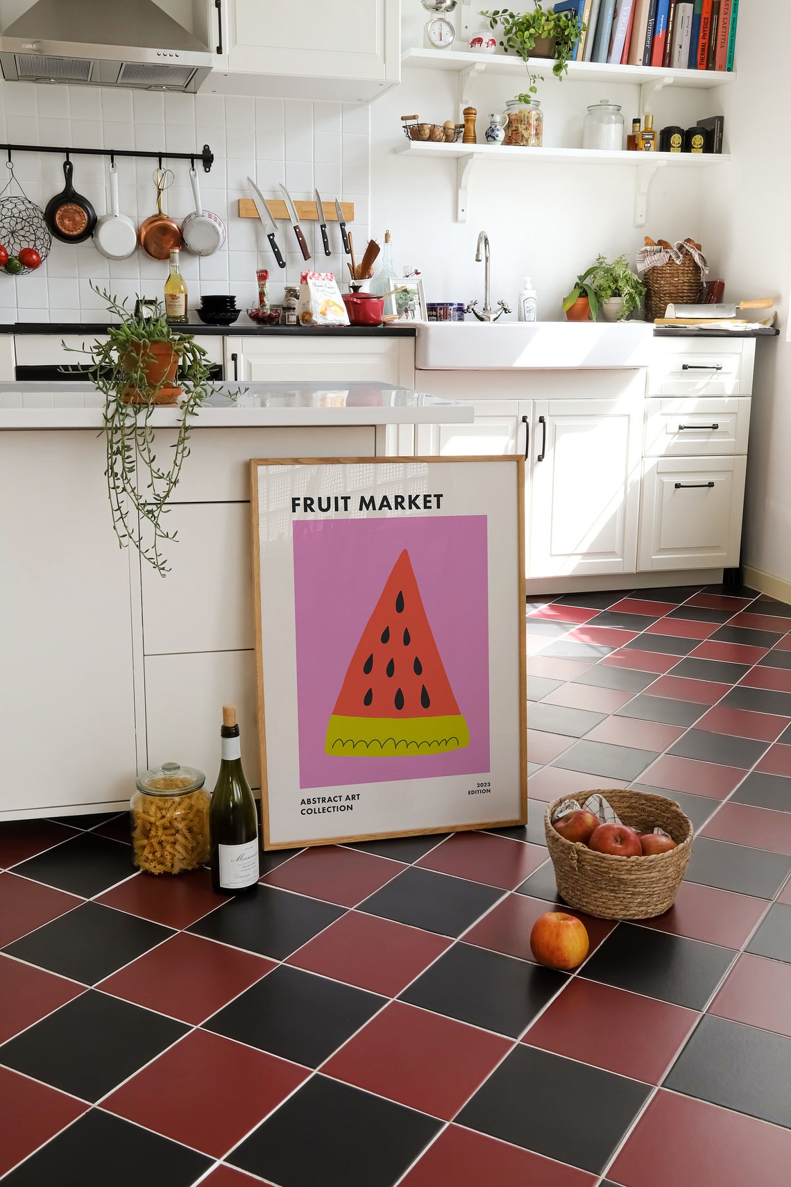 Fruit Market Watermelon Slice Pink Retro Kitchen Abstract Art Poster - Image 3